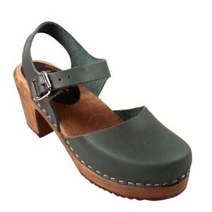 Highwood Dark Green Clogs on Brown Base